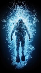 Diver exploring underwater depths safely.