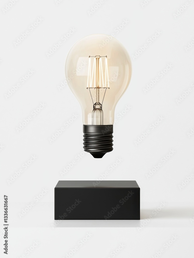 Aufkleber light bulb on a black base. the light bulb is round and has a filament-like design with a filament a