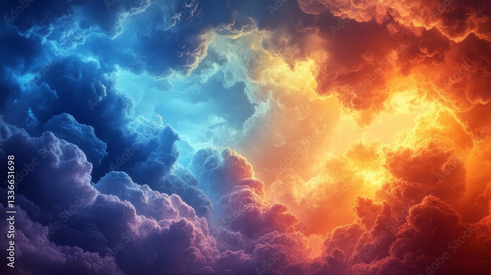 Poster a breathtaking tapestry of stormy clouds captivates the viewer as dark blues blend seamlessly with f