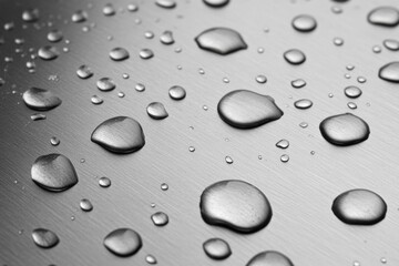 Water droplets on a stainless steel kitchen sink surface Generative AI