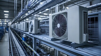 Fototapeta premium Manufacturing of air conditioners at a modern factory
