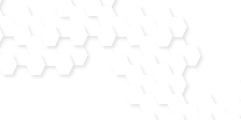 Geometric creative white abstract grid hexagon wallpaper background. Futuristic honeycomb white mosaic design. Seamless cell background. Abstract honeycomb background.
