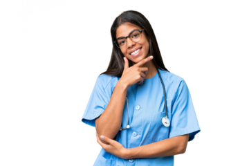 Young African american nurse woman over isolated background smiling