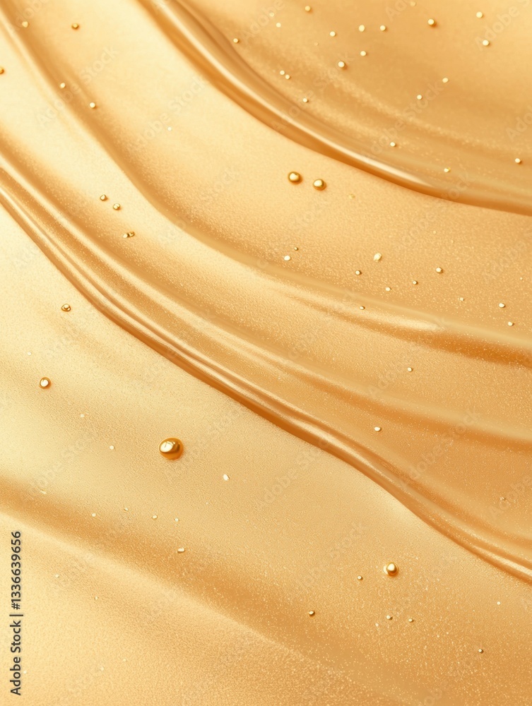 Poster abstract background with a golden color. the background has a smooth and wavy texture, with small dr