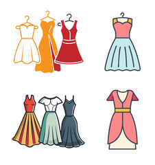 "A stylish and modern vector illustration of a fashionable dress. Designed with clean lines and vibrant colors, perfect for fashion design projects, online boutiques, and digital artwork. Ideal for pr