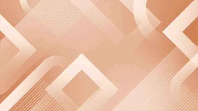 Orange color wiggling geometric shapes with parallel lines modern design loop able geometrical background