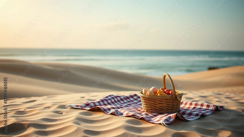 Poster immerse yourself in tranquil coastal backdrop as you indulge in a delightful picnic on undulating sa