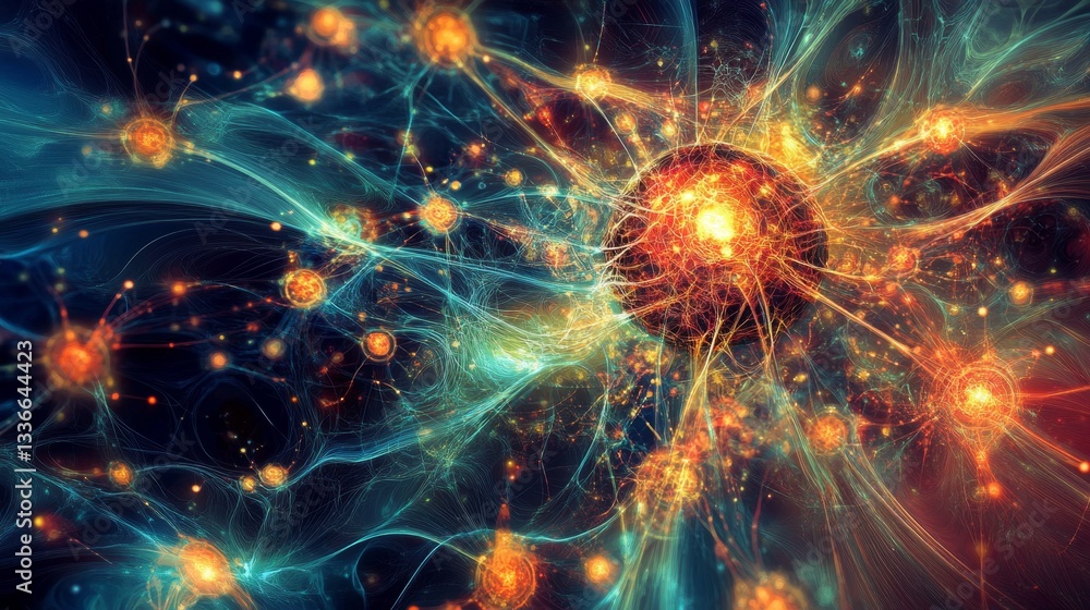 Poster exploring abstract digital representation of machine learning virtual space gigapixel art digital en