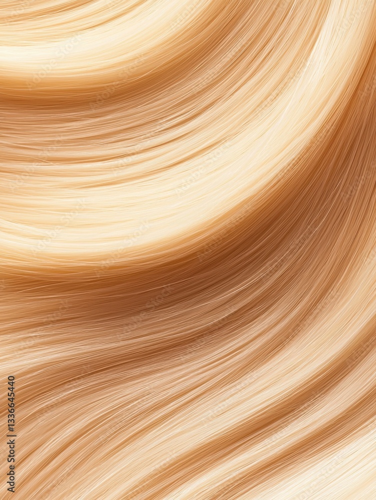 Poster close-up of a hair texture. the hair appears to be light blonde in color and has a smooth and shiny 