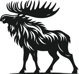 Moose fur raised in an aggressive posture vector silhouette