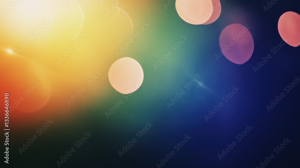 Poster a vibrant, abstract image featuring colorful bokeh lights against a dark background, creating a drea
