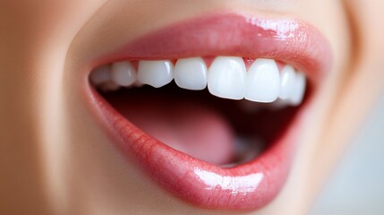 Obraz premium Close-up capturing healthy smile with perfectly aligned teeth gleaming brightly