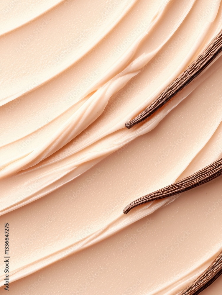 Poster close-up of a smooth, creamy texture. the texture appears to be made up of multiple layers of cream 