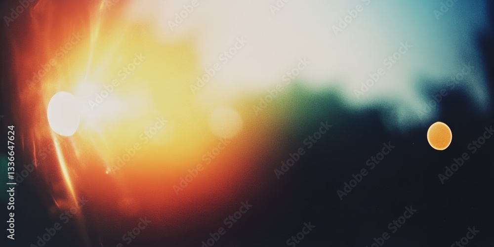 Poster a vibrant abstract image featuring light flares and soft colors, evoking a sense of warmth and tranq