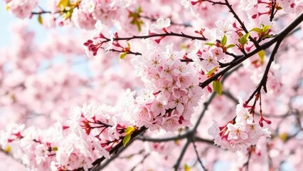 Obraz premium Cherry blossom branches with blooming flowers, flowers, flowering trees, spring