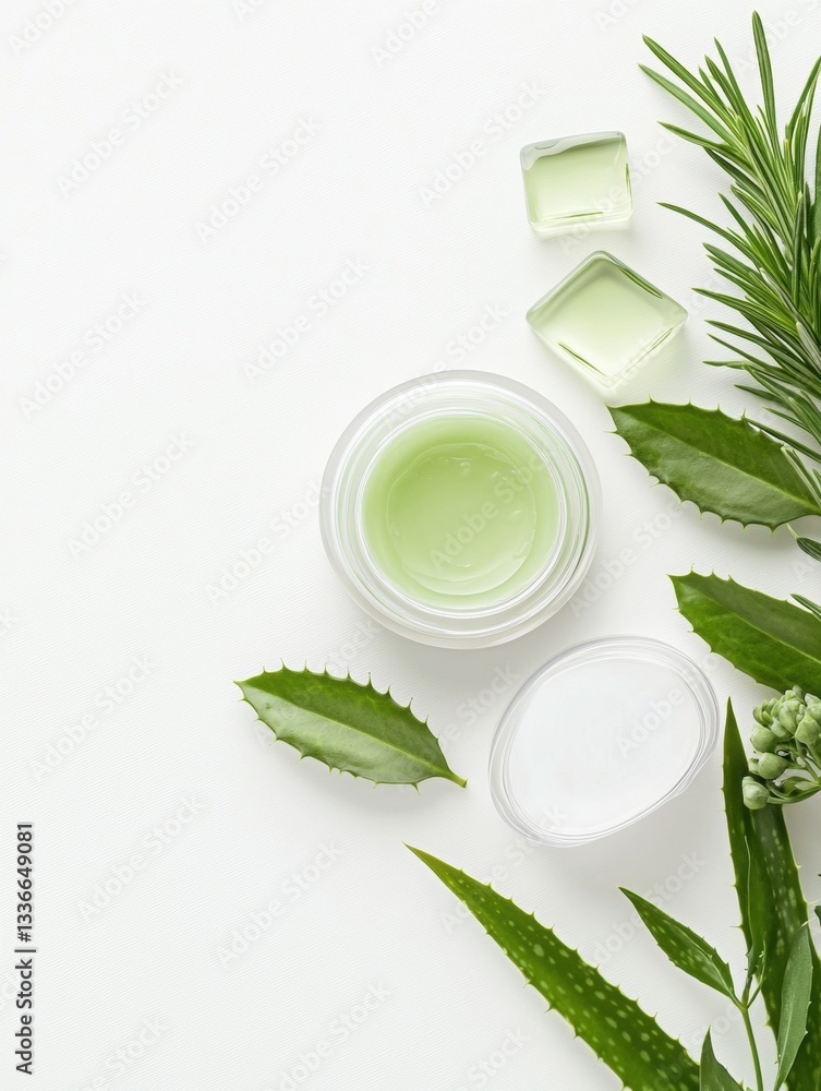 Poster flat lay of a white background with various objects arranged on it.