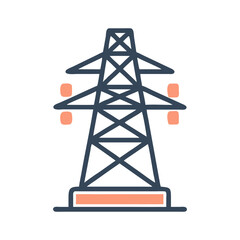 High Voltage Power Transmission Tower Icon Vector