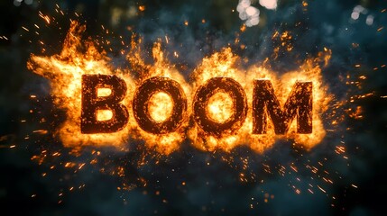 Powerful boom explosion with energetic blast, retro comic design, and visual sound impact, ideal for expressive layouts and comic aesthetics, hand-drawn style