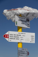 Sign in tatras mountains.