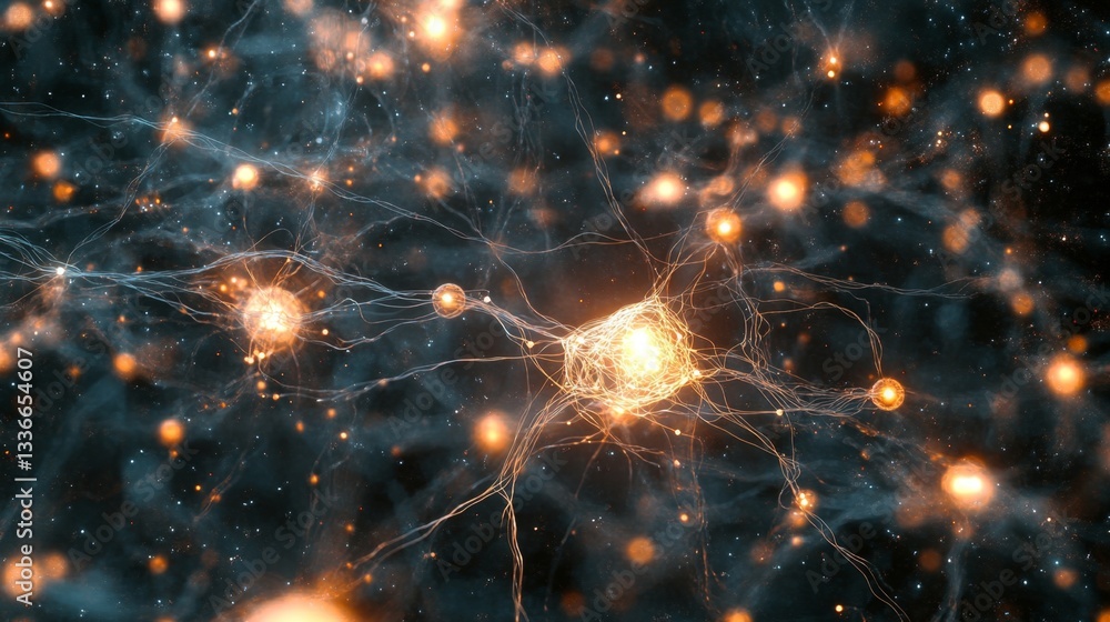 Poster visualizing abstract neural connections digital realm gigapixel image cyber environment abstract vie