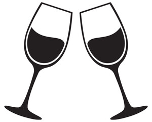 Wine glass hand drawing minimalist silhouette element