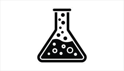 Science Laboratory Flask Icon. Chemistry Experiment Beaker Vector.