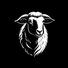 Obraz premium Minimalist Black and White Sheep Logo Design