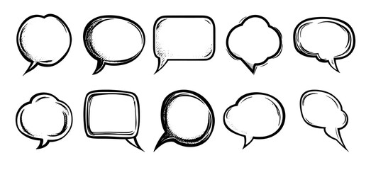 Fototapeta premium PNG doodle speech bubble set, transparent background