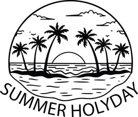 tropical island stamp summer design