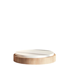 Minimalist Wooden   White Round Display Podium Stand