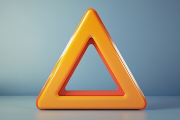 3D triangle warning icon, symbolizing a caution or alert in a cartoon design.