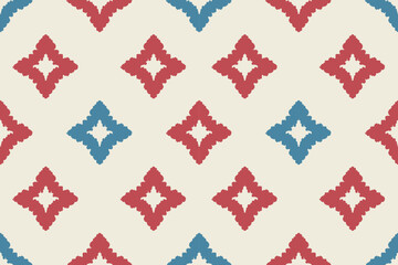 Carpet ikat floral pattern,fabric pattern on navy blue background vector illustration.Ikat ethnic oriental embroidery.Aztec style,abstract background.design for texture,clothing,decoration,carpet,rug.