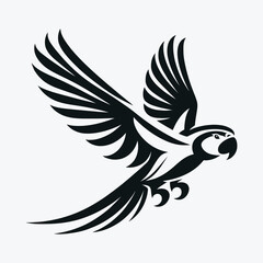 Obraz premium Parrot Logo Style Silhouette Vector Illustration – Exotic Bird Design