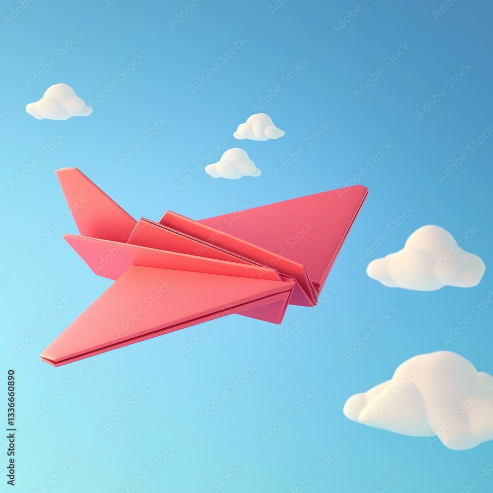 Poster 3d paper plane model showing a message of communication and creativity.