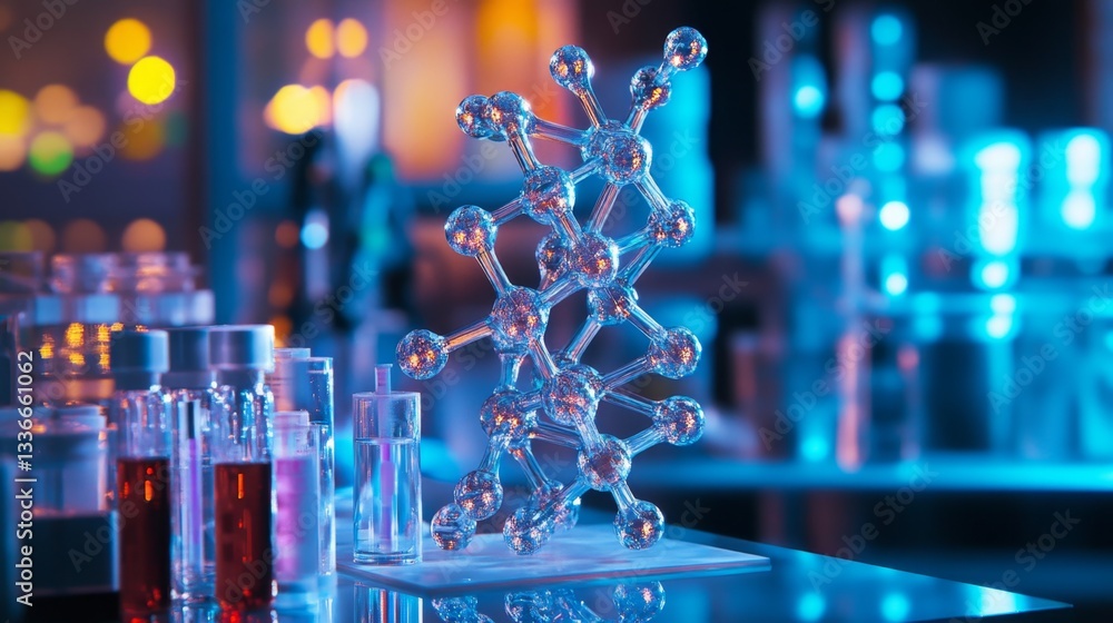 Poster exploring advanced dna molecule models in a laboratory setting for scientific research and innovatio