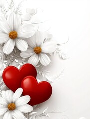Red Hearts and White Flowers: A Symbol of Love and Purity
