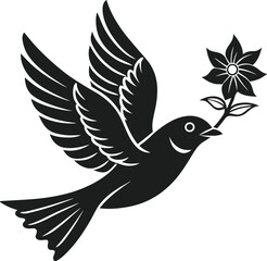 Graceful Flying Bird with Flower – Symbol of Love, Peace, and Mother’s Day