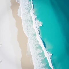 Crystal-clear waters shimmer under the sun as waves caress the soft white sands. This tranquil coastal paradise offers a perfect getaway, where nature embraces peace and beauty Generative AI