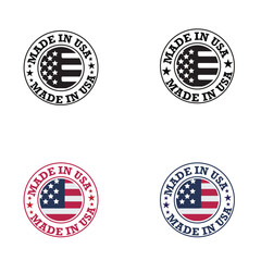 Made in USA Stamp Logo Design Isolated on White Background, Vector Badge Design