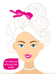 Obraz premium Writing lesson. Writing practice. Beautiful girl style her hair. Preschool education 