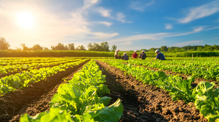 Unity in Farming: Farmers Cultivating Organic Vegetables Under the Sun