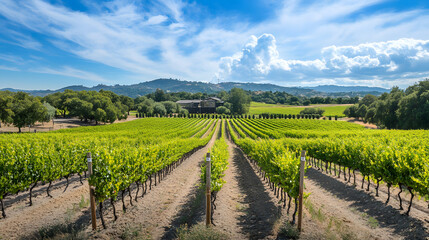 Fototapeta premium Serene Organic Farming: Vibrant Crops in the Bright Sunlight