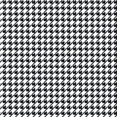 Geometric black and white seamless pattern with pied-de-poule ornament. Monochrome graphic repeating design. Modern minimalist stylish squared background. Vector chequered motif for fabric, textile.
