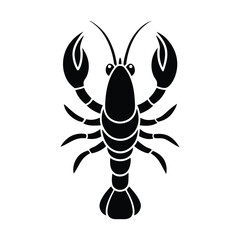 Crayfish Illustration Black and White Vector Graphic