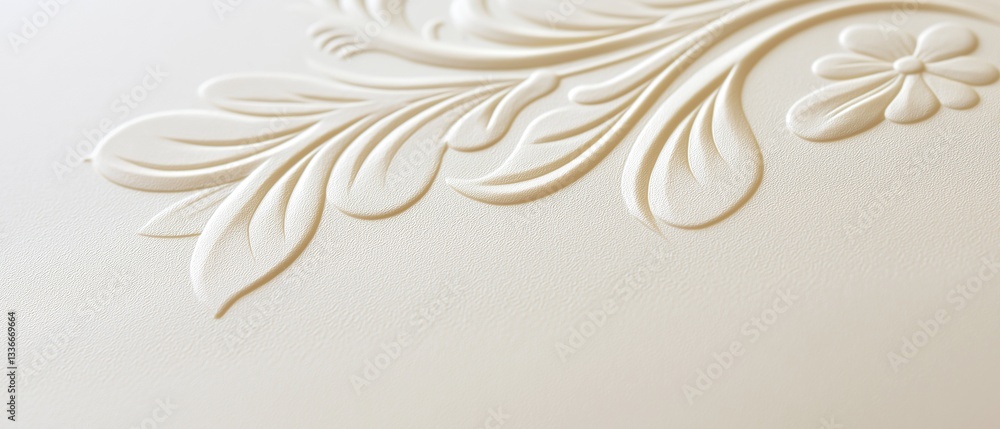 Fototapete close-up of a white surface with a decorative design on it. the design is made up of a series of cur
