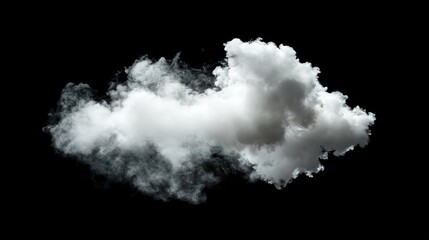 Isolated White Cloud Against Black Background: A Stunning Visual of Nature's Beauty