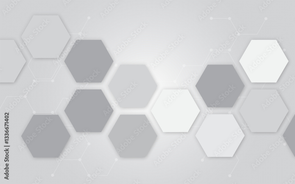 Aufkleber abstract black and grey hexagon. geometric hexagon texture background. medical technology and scienc