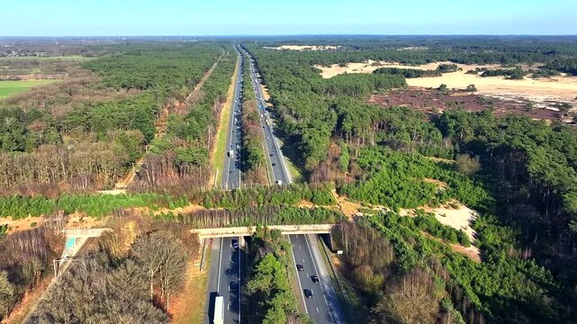 Ecoduct Hulshorst on the highway A28 on the Veluwe in the Netherlands Europe