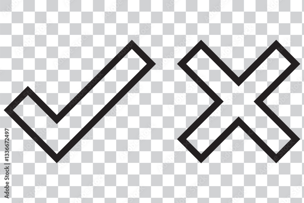 Poster check box tick mark icon set black button correct right wrong buttons or yes or no checkmark. eps 10