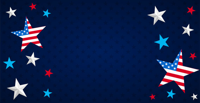 USA vector banner background. Graphic design with patriotic stars and USA flag color elements.